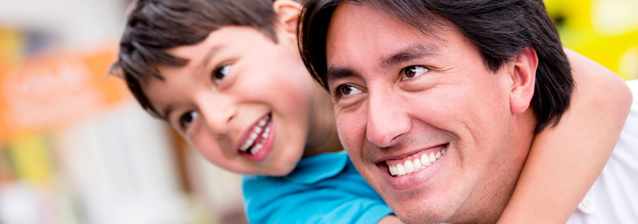 Father and Son Smiling